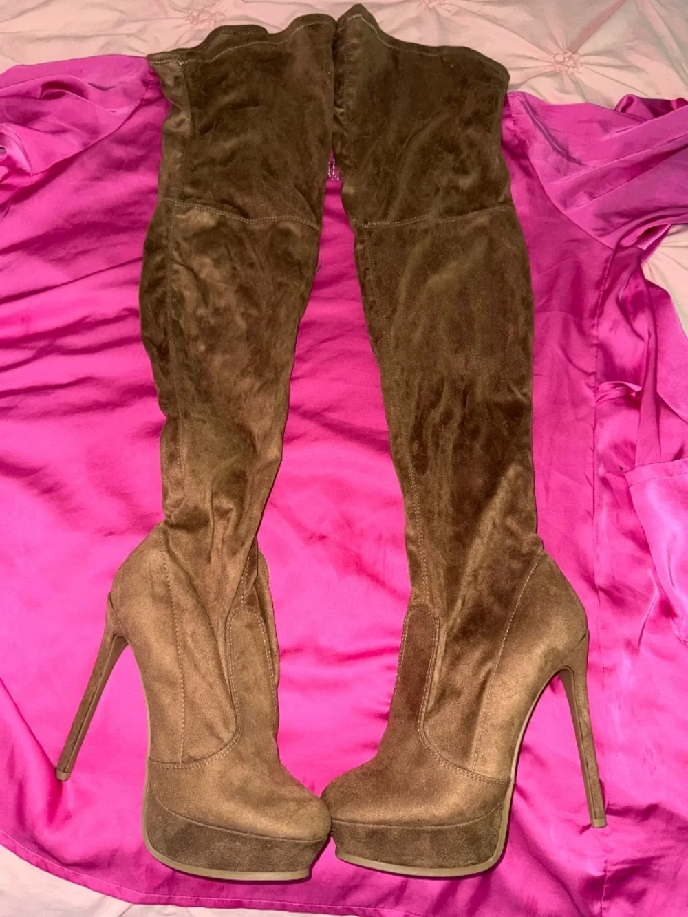 Brown thigh high boots